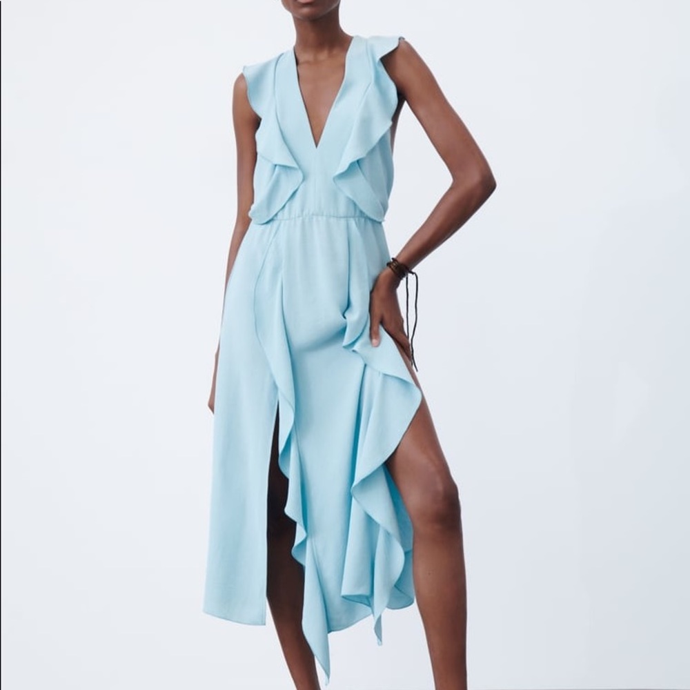 Zara slit ruffled dress - new, unworn, sold out online (available until 06/26)